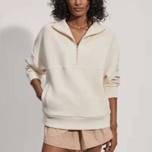 BNWT Varley Colebrook Half Zip Sweatshirt – Size L –Textured Half-Zip Pullover